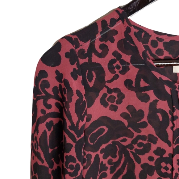 THE LOFT Floral Sheer Long Sleeve Button Up Blouse - Picture 3 of 8